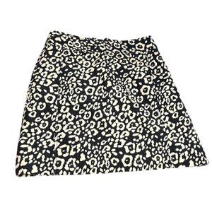 Loft Leopard Print Mini Skirt Womens Size 2 Black & Tan Cotton Blend